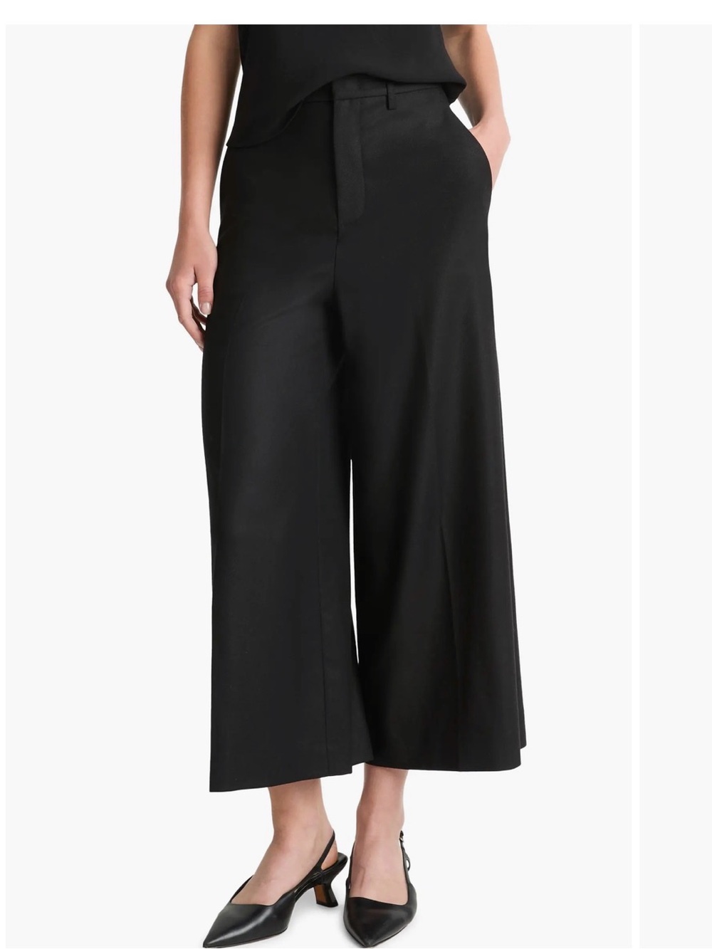 Vince. Women's mid rise flannel culotte Black Wool Cropped wide leg pant size 12